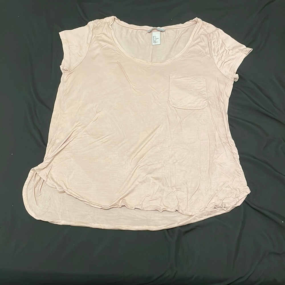light pink h&m short sleeve scoop low neck top